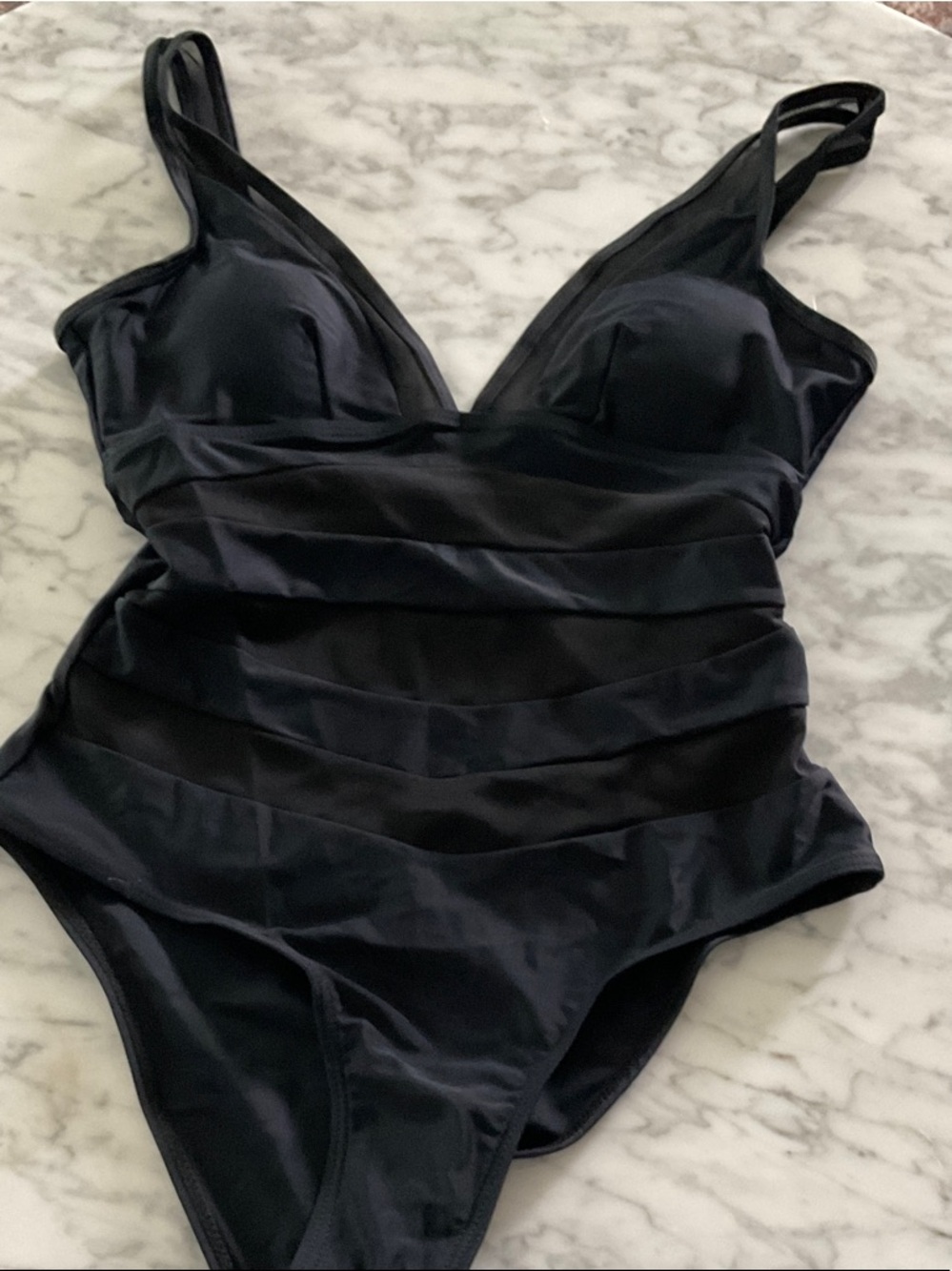 Sleek Ruched One-Piece Swimsuit - Black